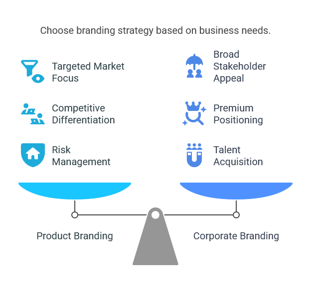 Corporate Branding vs. Product Branding - visual selection